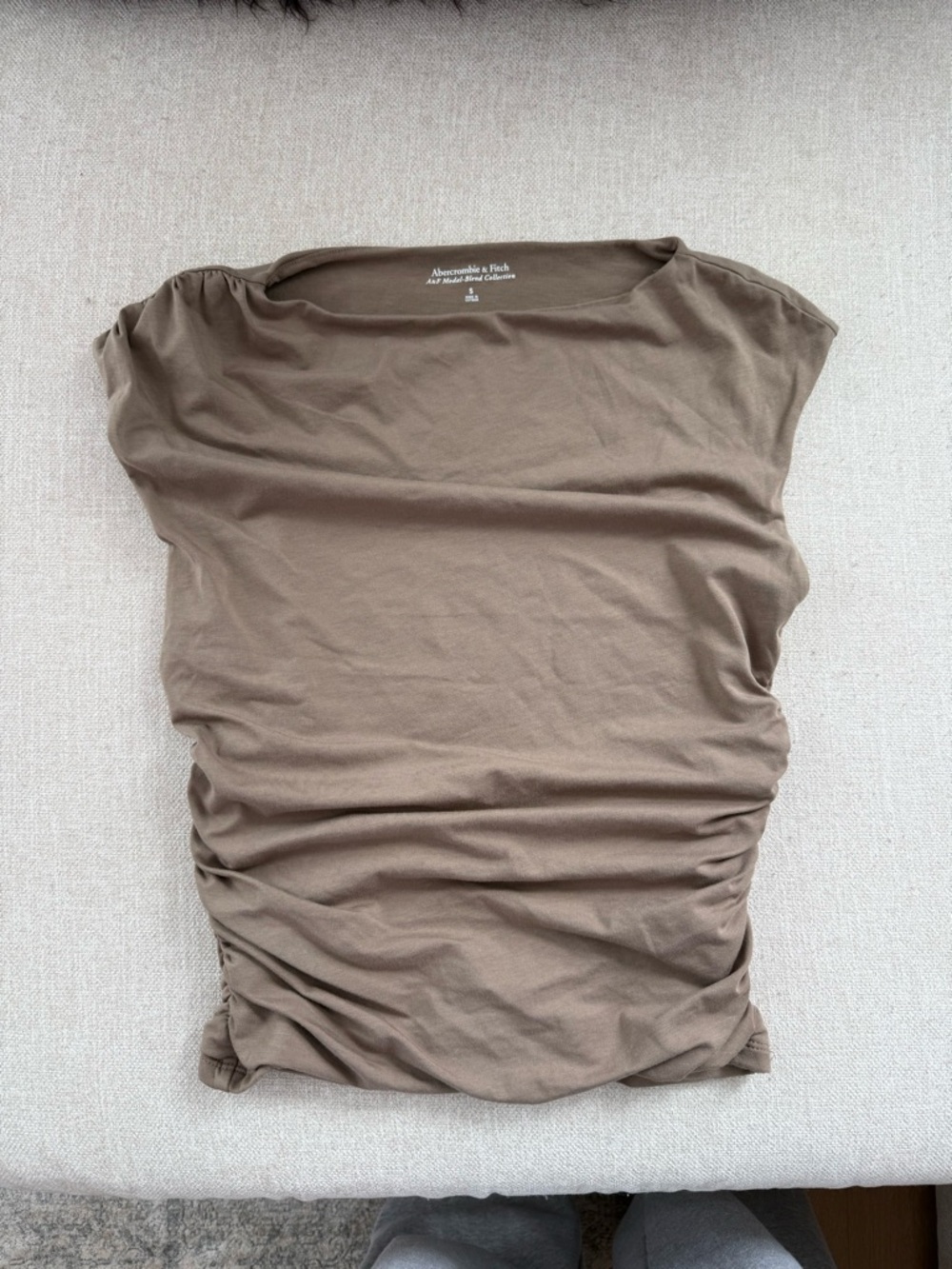 Abercrombie & Fitch Women's Taupe Ruched Tank Top